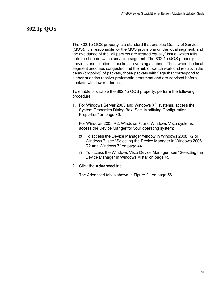 1p qos | Allied Telesis AT-2900 Series Adapters User Manual | Page 55 / 142