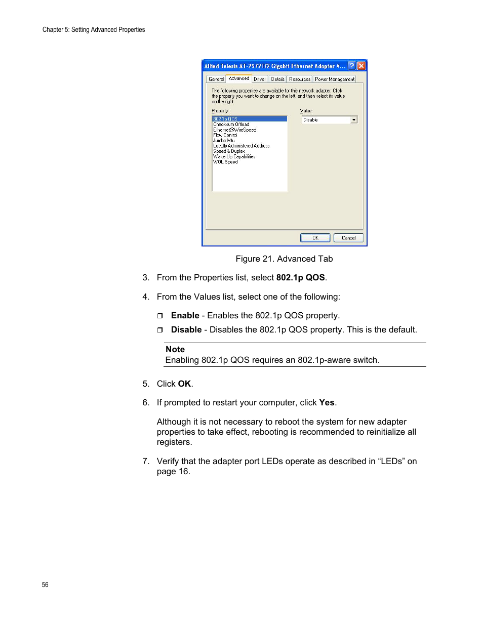 Figure 21. advanced tab | Allied Telesis AT-2900 Series Adapters User Manual | Page 56 / 142