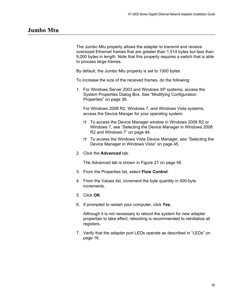 Jumbo mtu | Allied Telesis AT-2900 Series Adapters User Manual | Page 59 / 142
