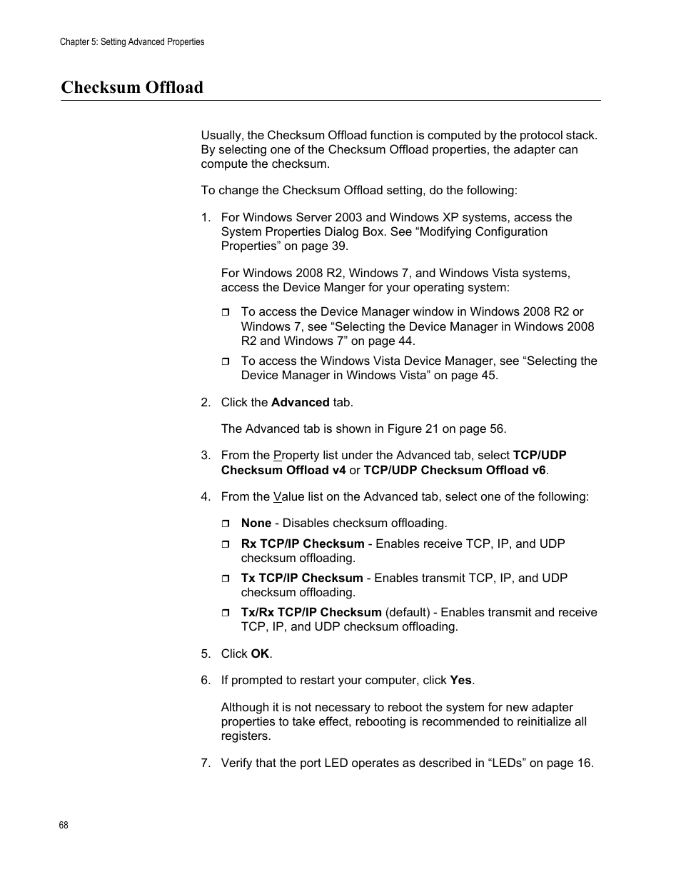 Checksum offload | Allied Telesis AT-2900 Series Adapters User Manual | Page 68 / 142