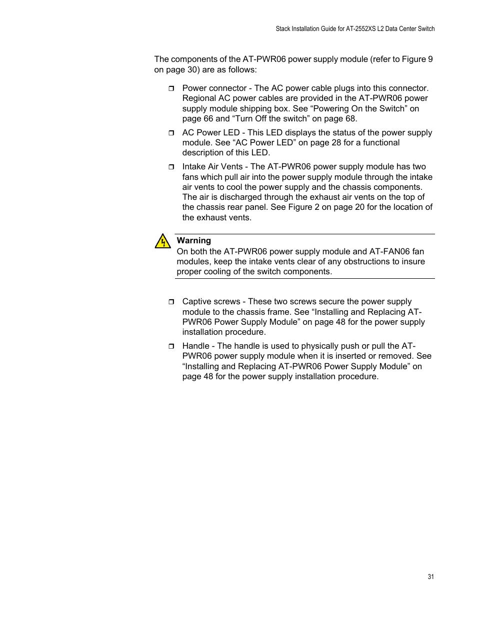 Allied Telesis AT-DC2552XS User Manual | Page 31 / 84