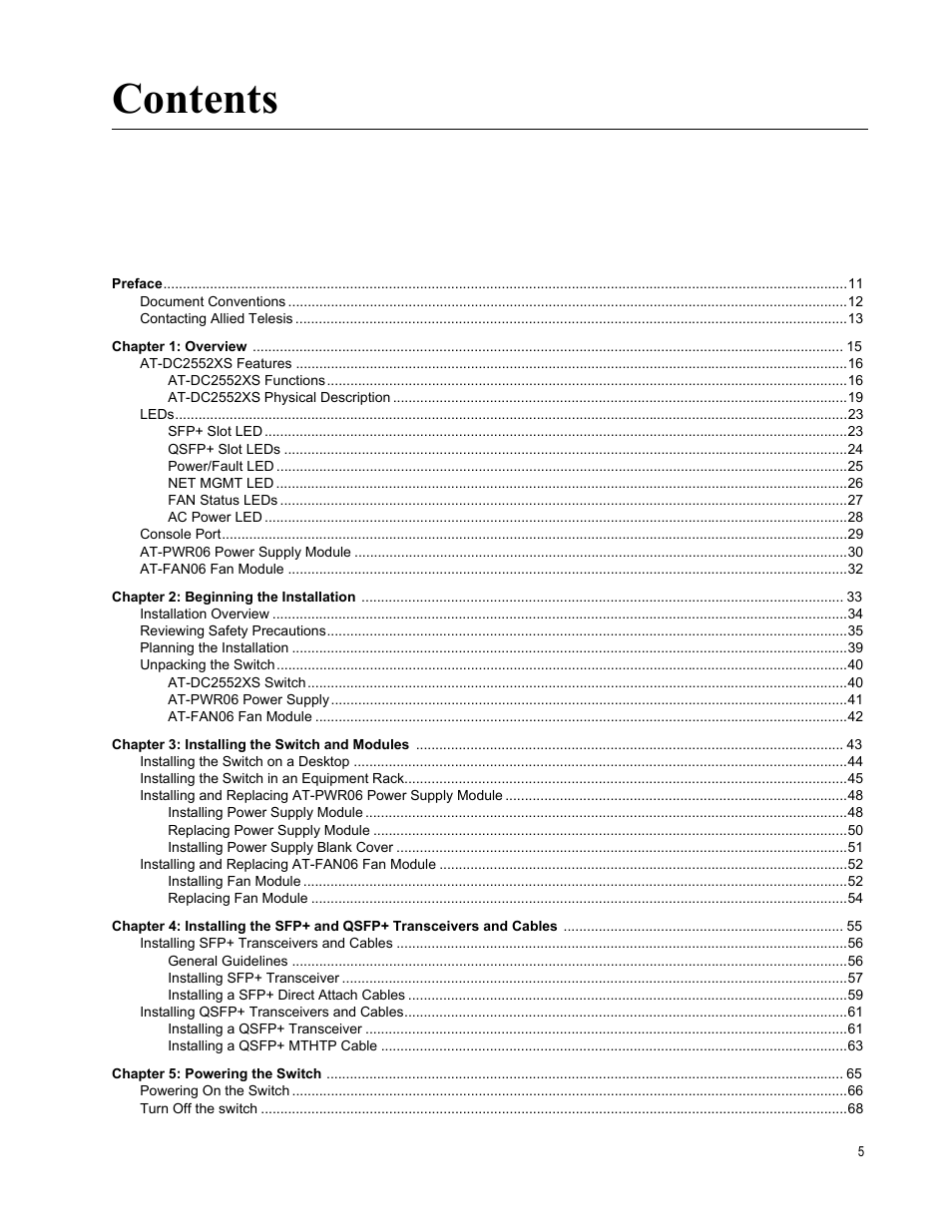 Allied Telesis AT-DC2552XS User Manual | Page 5 / 84