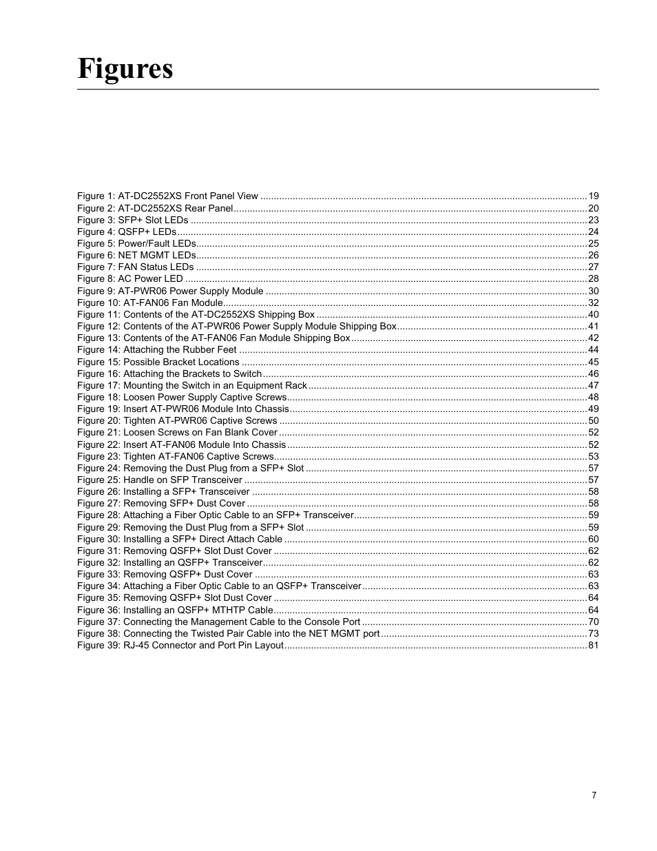 Figures | Allied Telesis AT-DC2552XS User Manual | Page 7 / 84