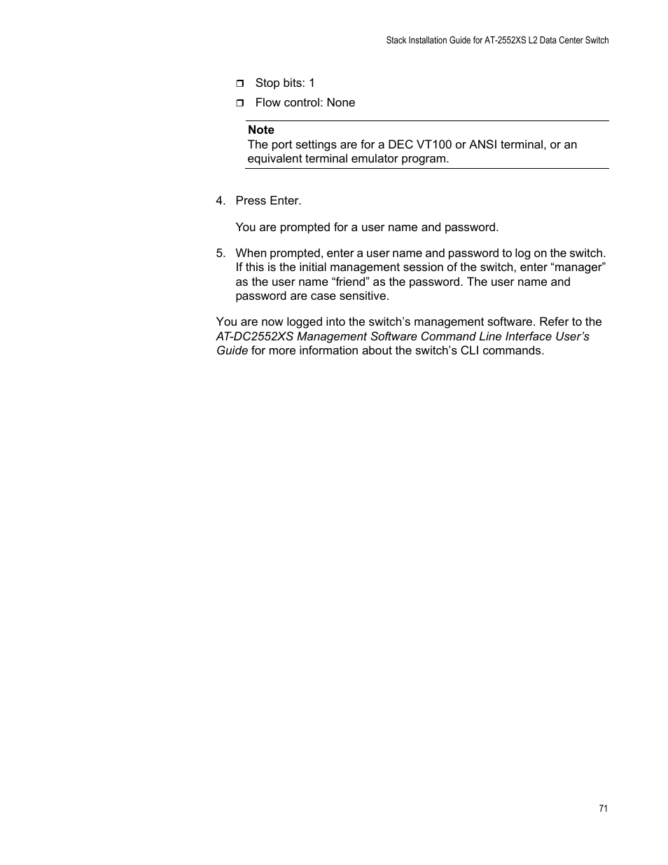 Allied Telesis AT-DC2552XS User Manual | Page 71 / 84