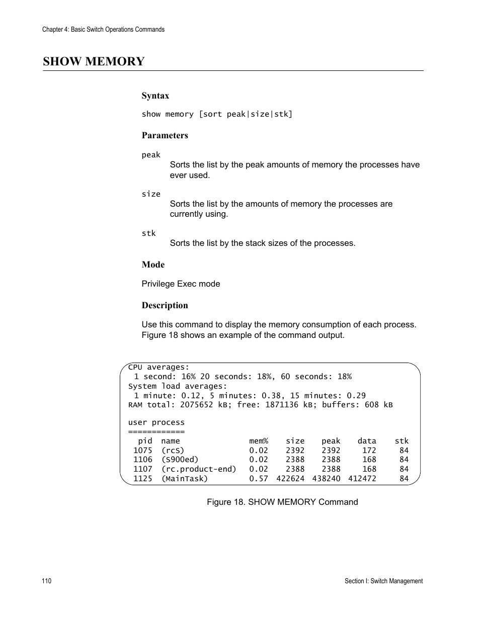 Show memory | Allied Telesis AT-DC2552XS User Manual | Page 110 / 550