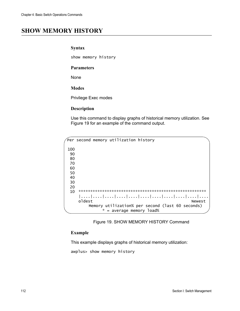 Show memory history | Allied Telesis AT-DC2552XS User Manual | Page 112 / 550