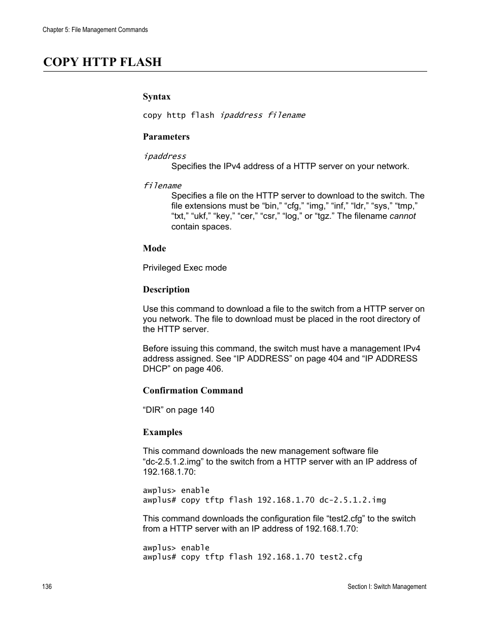 Copy http flash | Allied Telesis AT-DC2552XS User Manual | Page 136 / 550