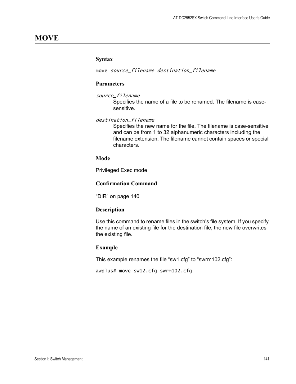 Move | Allied Telesis AT-DC2552XS User Manual | Page 141 / 550