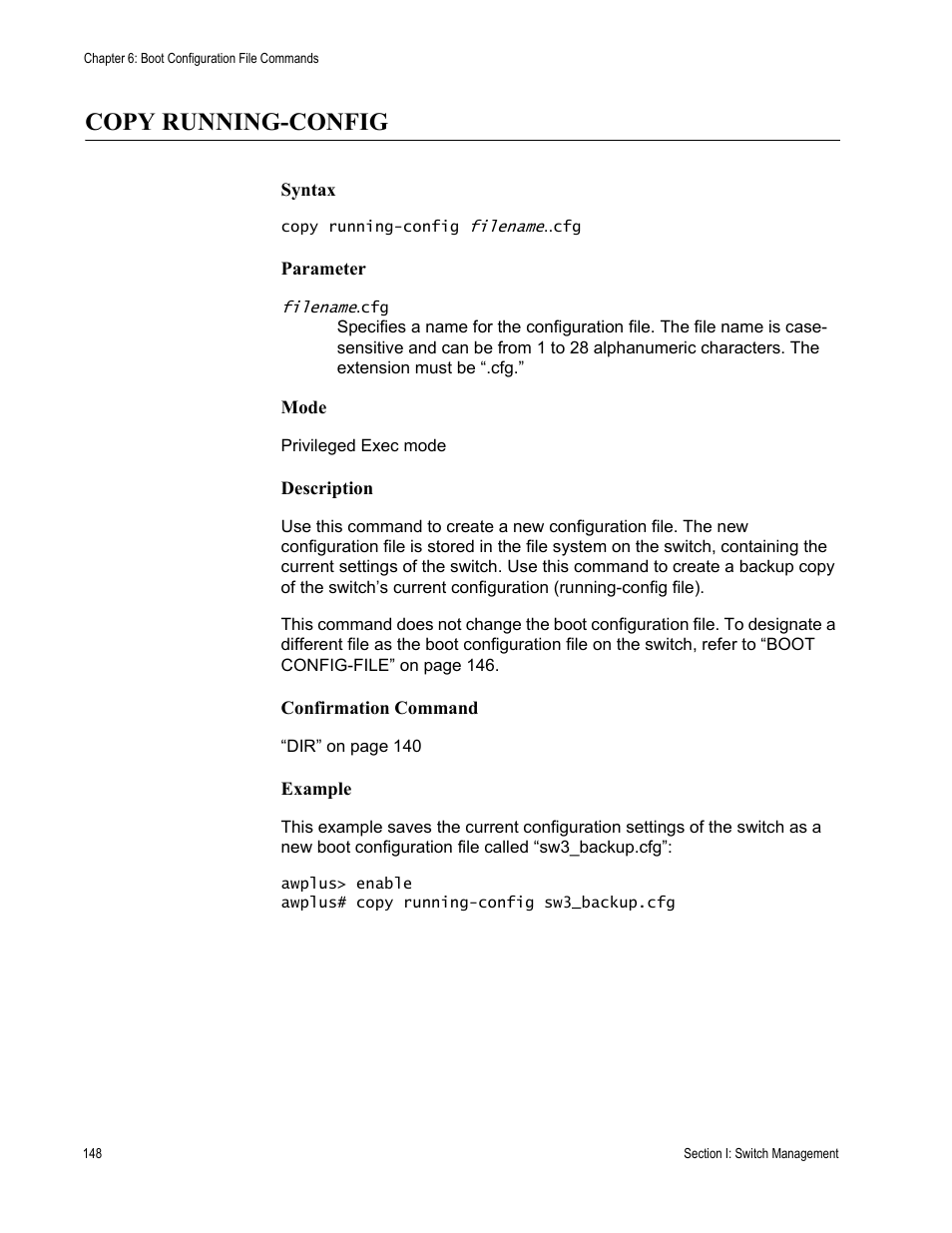 Copy running-config | Allied Telesis AT-DC2552XS User Manual | Page 148 / 550