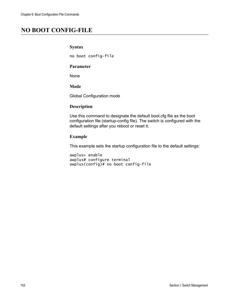 No boot config-file | Allied Telesis AT-DC2552XS User Manual | Page 152 / 550