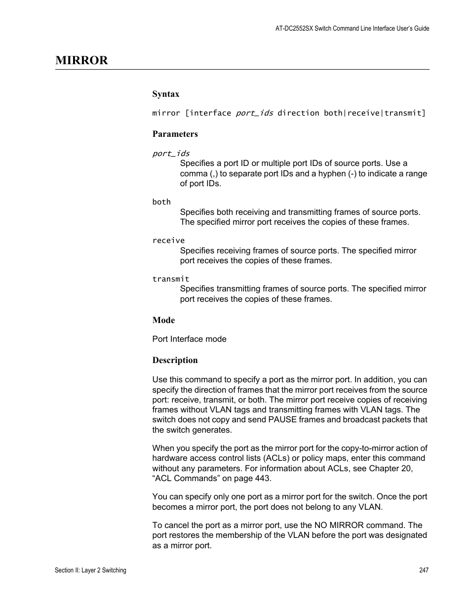 Mirror | Allied Telesis AT-DC2552XS User Manual | Page 247 / 550