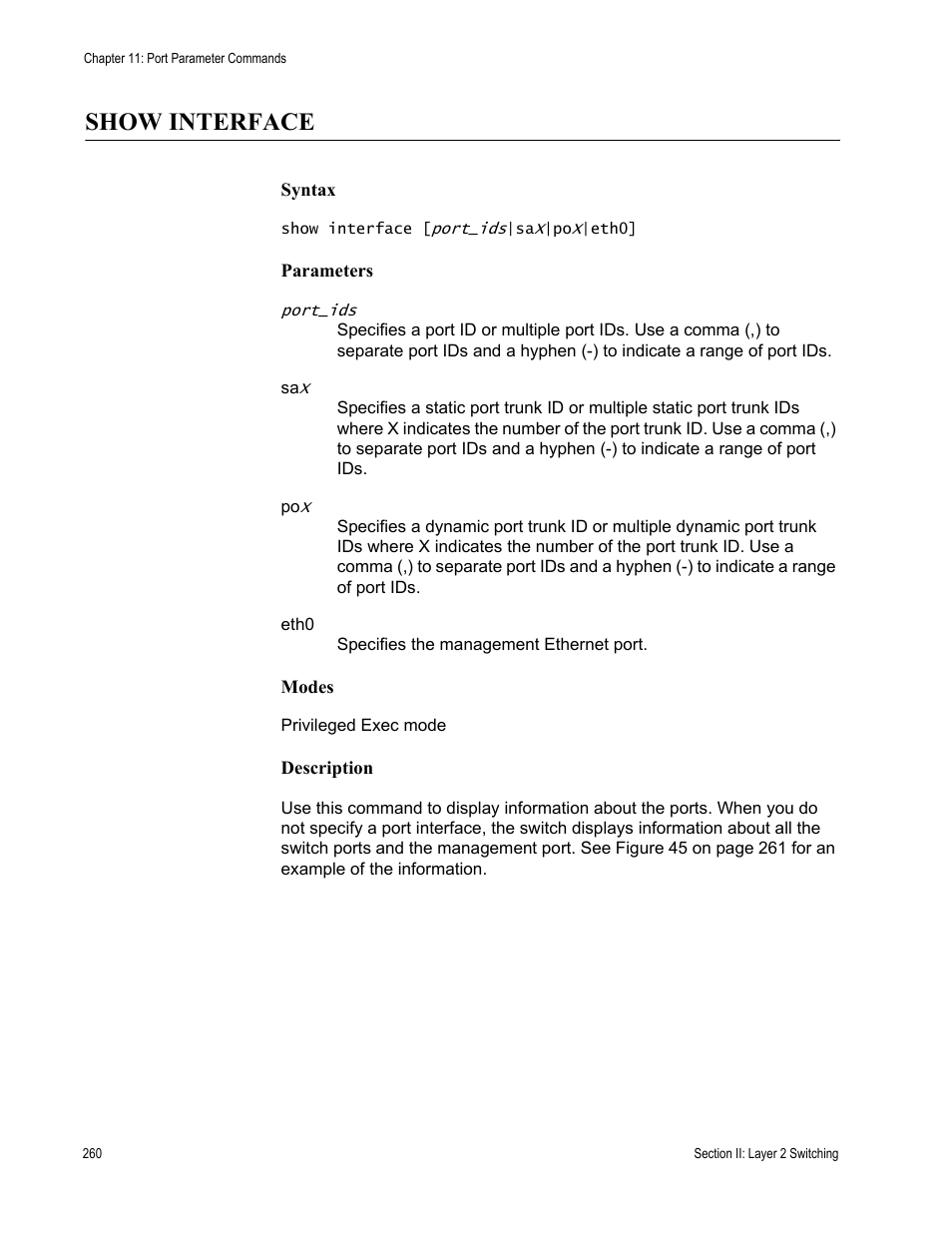 Show interface | Allied Telesis AT-DC2552XS User Manual | Page 260 / 550