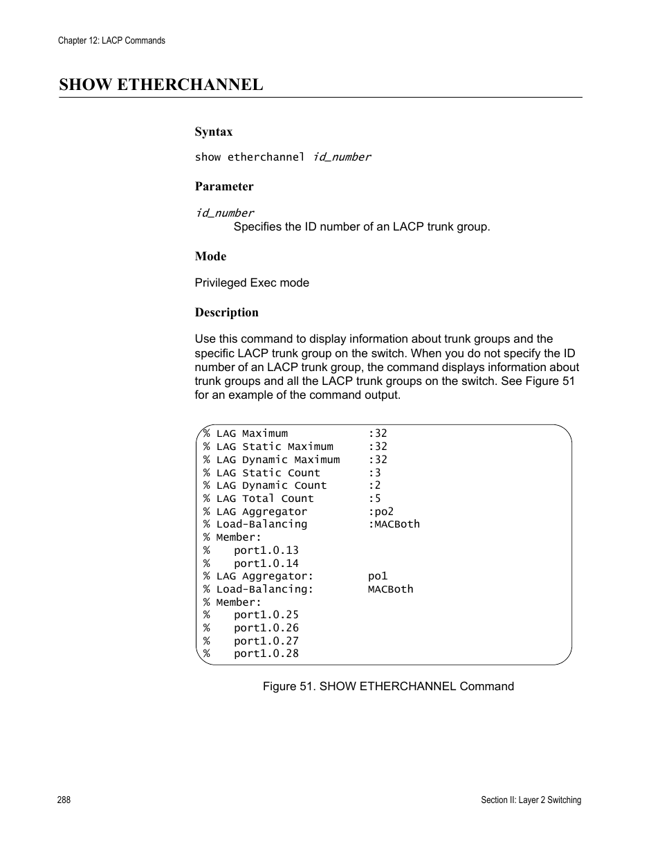 Show etherchannel | Allied Telesis AT-DC2552XS User Manual | Page 288 / 550