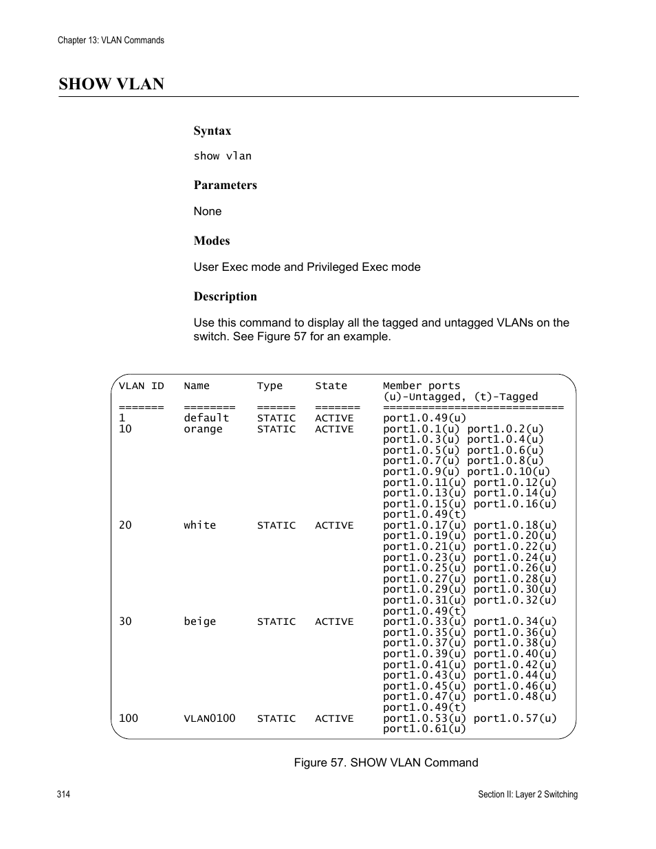 Show vlan | Allied Telesis AT-DC2552XS User Manual | Page 314 / 550