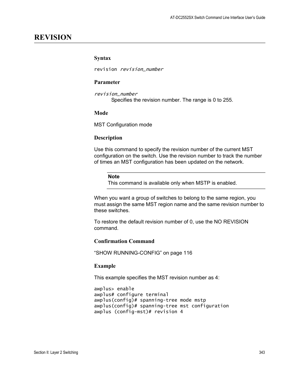 Revision | Allied Telesis AT-DC2552XS User Manual | Page 343 / 550