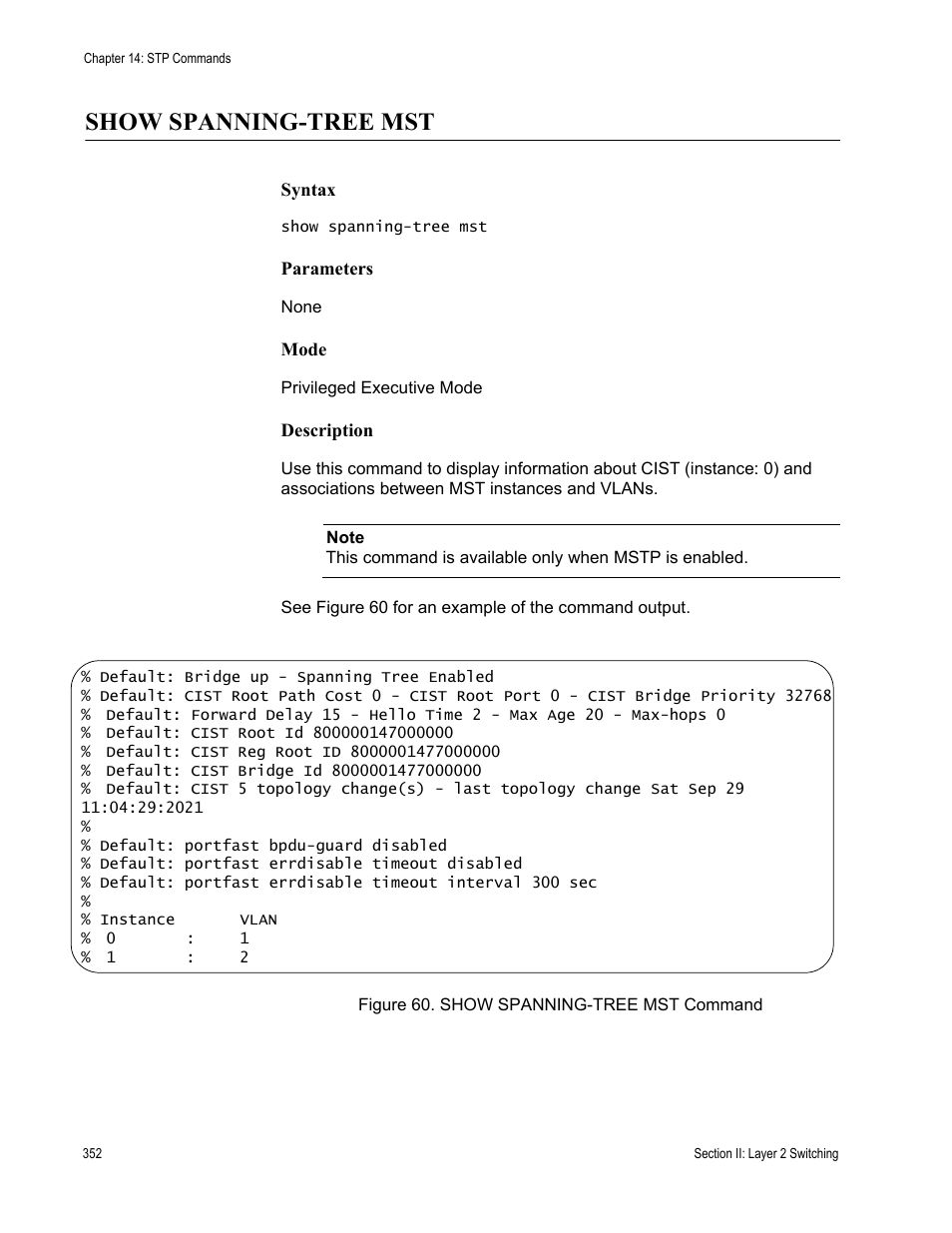Show spanning-tree mst | Allied Telesis AT-DC2552XS User Manual | Page 352 / 550