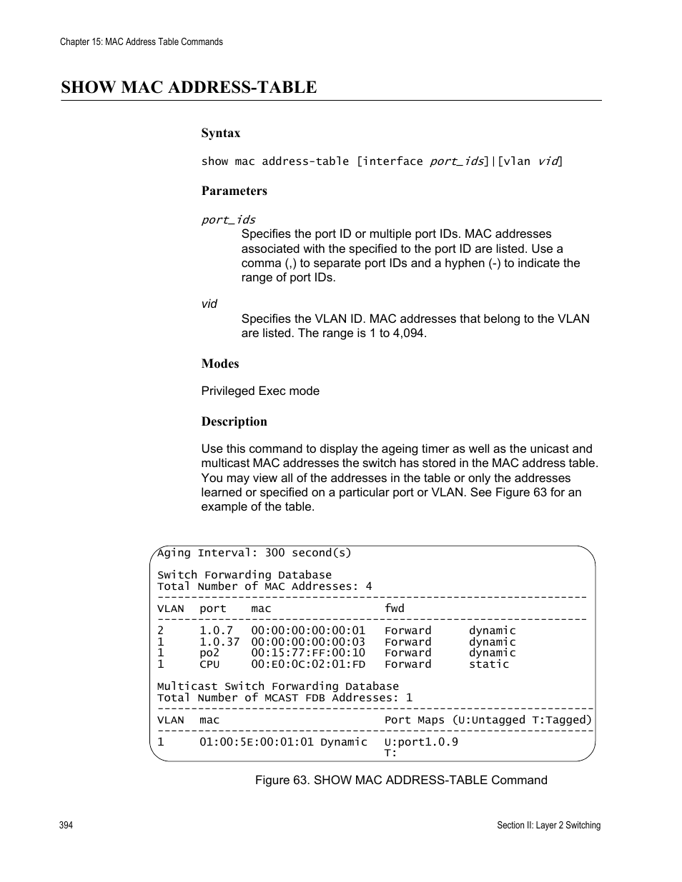 Show mac address-table | Allied Telesis AT-DC2552XS User Manual | Page 394 / 550