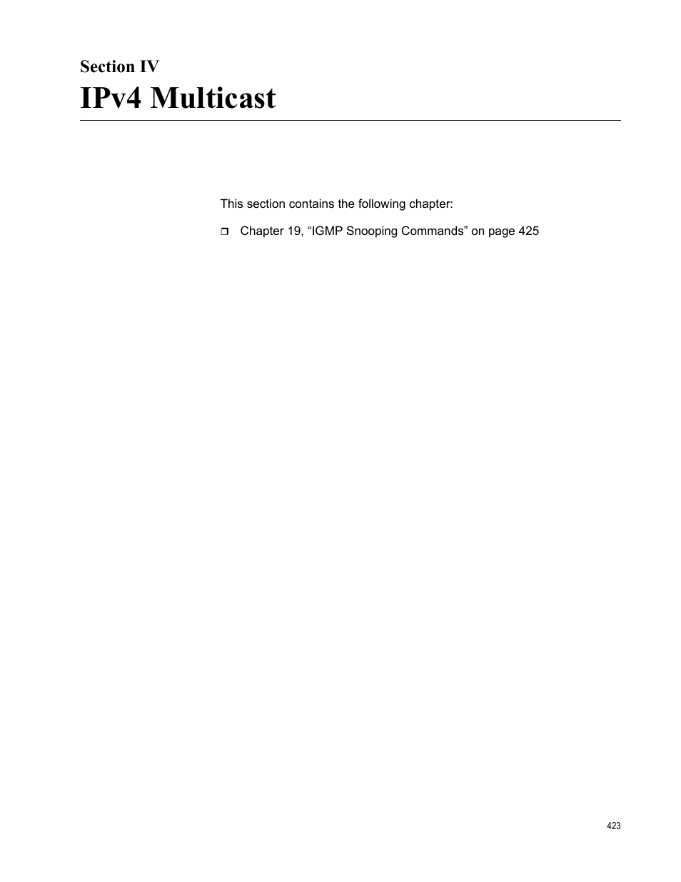 Section iv, Ipv4 multicast | Allied Telesis AT-DC2552XS User Manual | Page 423 / 550