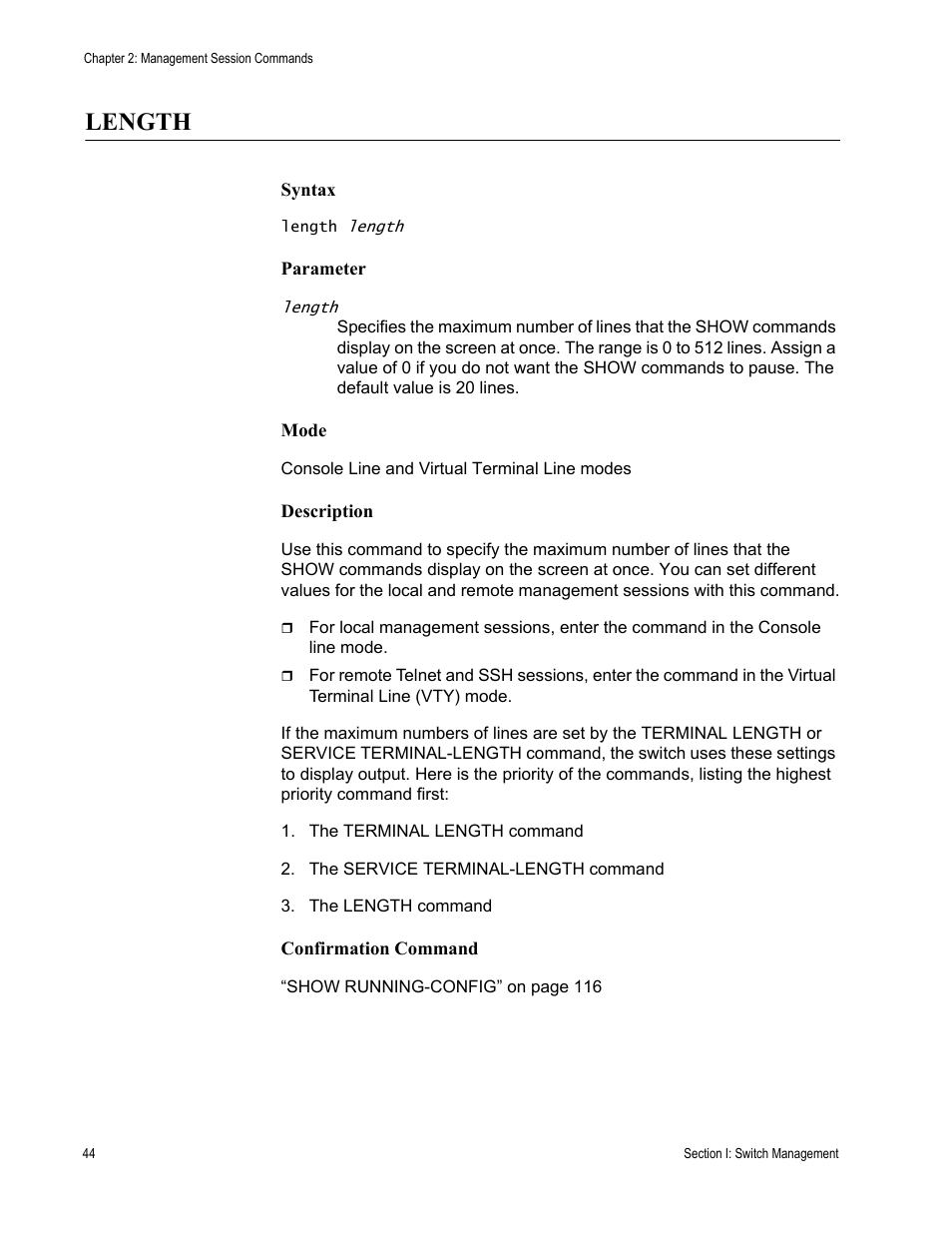 Length | Allied Telesis AT-DC2552XS User Manual | Page 44 / 550