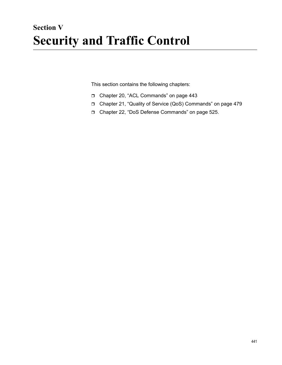 Section v, Security and traffic control | Allied Telesis AT-DC2552XS User Manual | Page 441 / 550