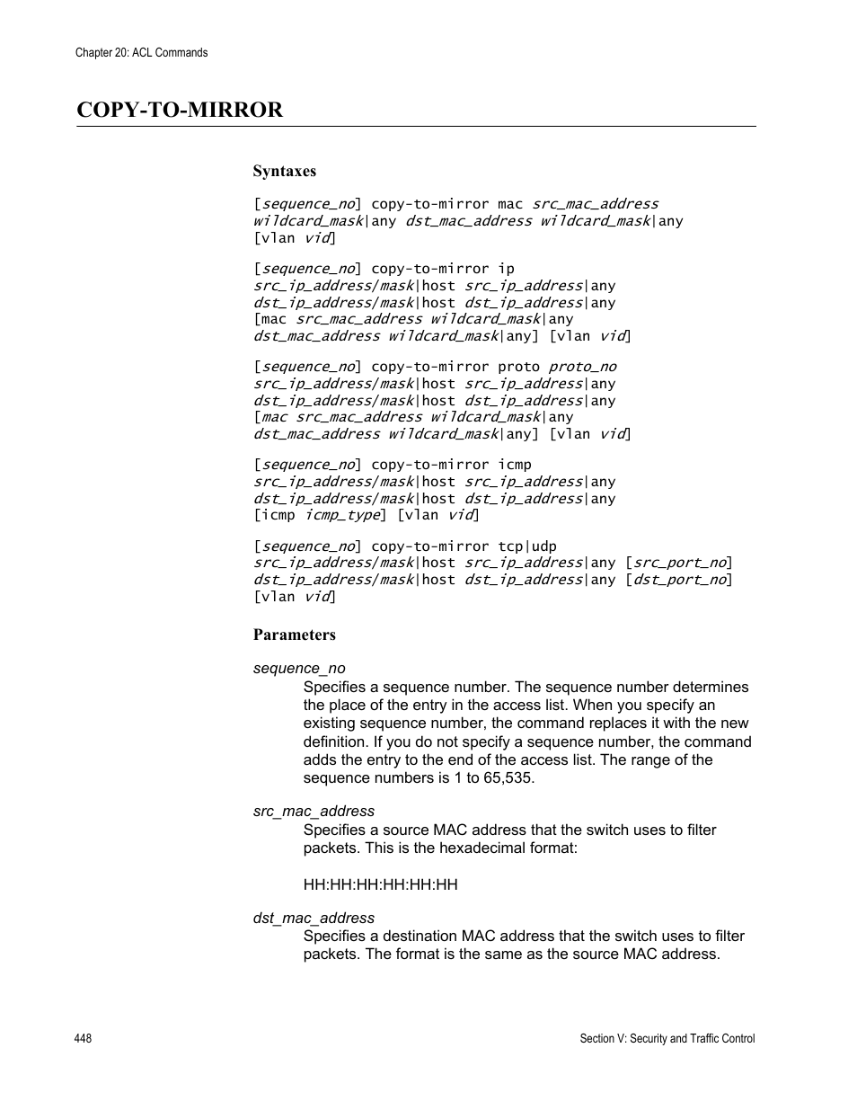Copy-to-mirror | Allied Telesis AT-DC2552XS User Manual | Page 448 / 550
