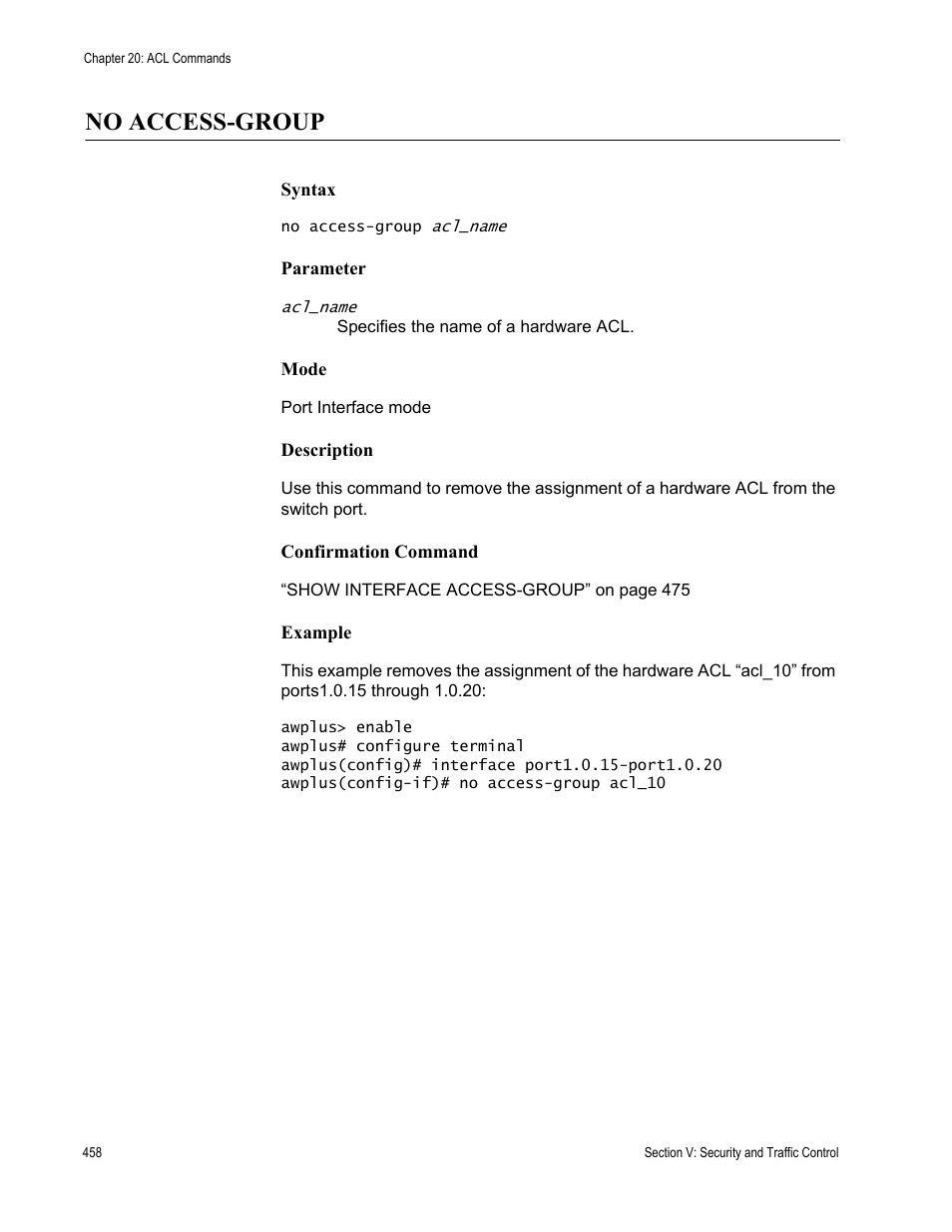 No access-group | Allied Telesis AT-DC2552XS User Manual | Page 458 / 550