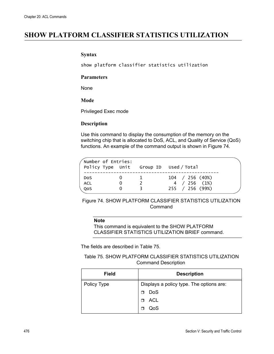 Show platform classifier statistics utilization | Allied Telesis AT-DC2552XS User Manual | Page 476 / 550