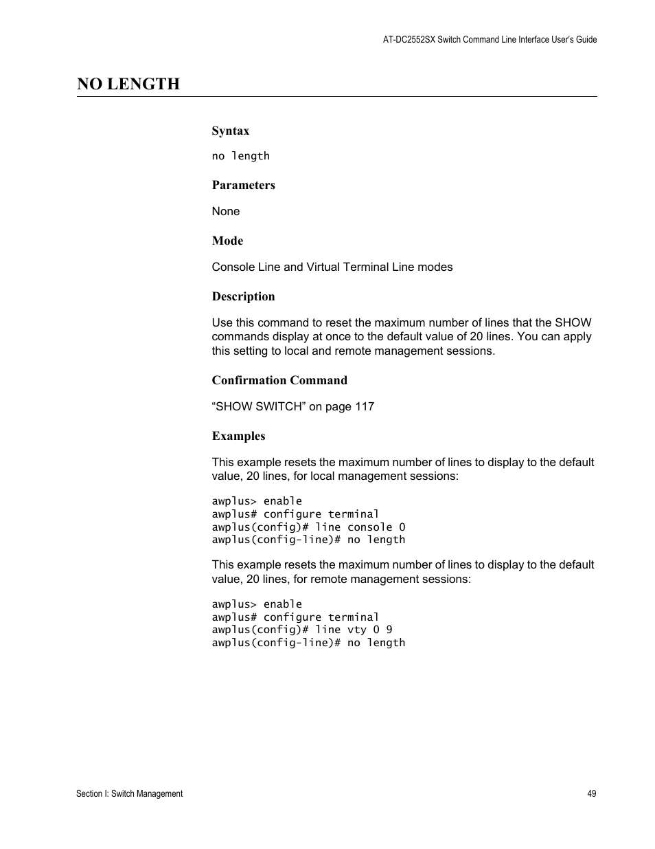 No length | Allied Telesis AT-DC2552XS User Manual | Page 49 / 550