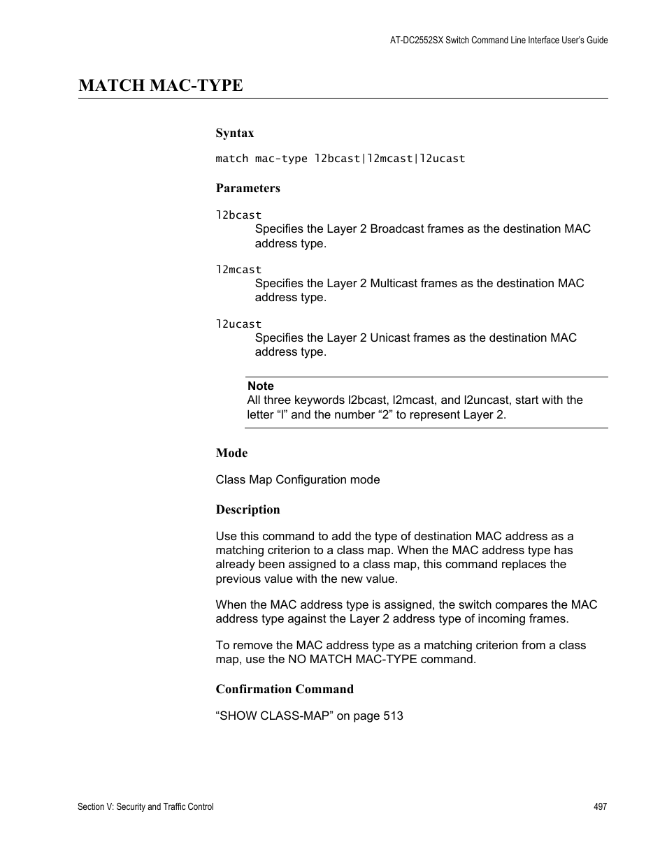 Match mac-type | Allied Telesis AT-DC2552XS User Manual | Page 497 / 550