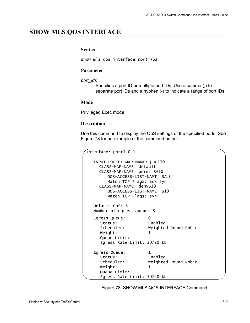 Show mls qos interface | Allied Telesis AT-DC2552XS User Manual | Page 519 / 550