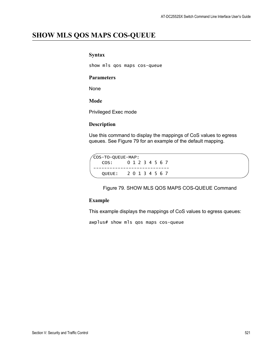 Show mls qos maps cos-queue | Allied Telesis AT-DC2552XS User Manual | Page 521 / 550