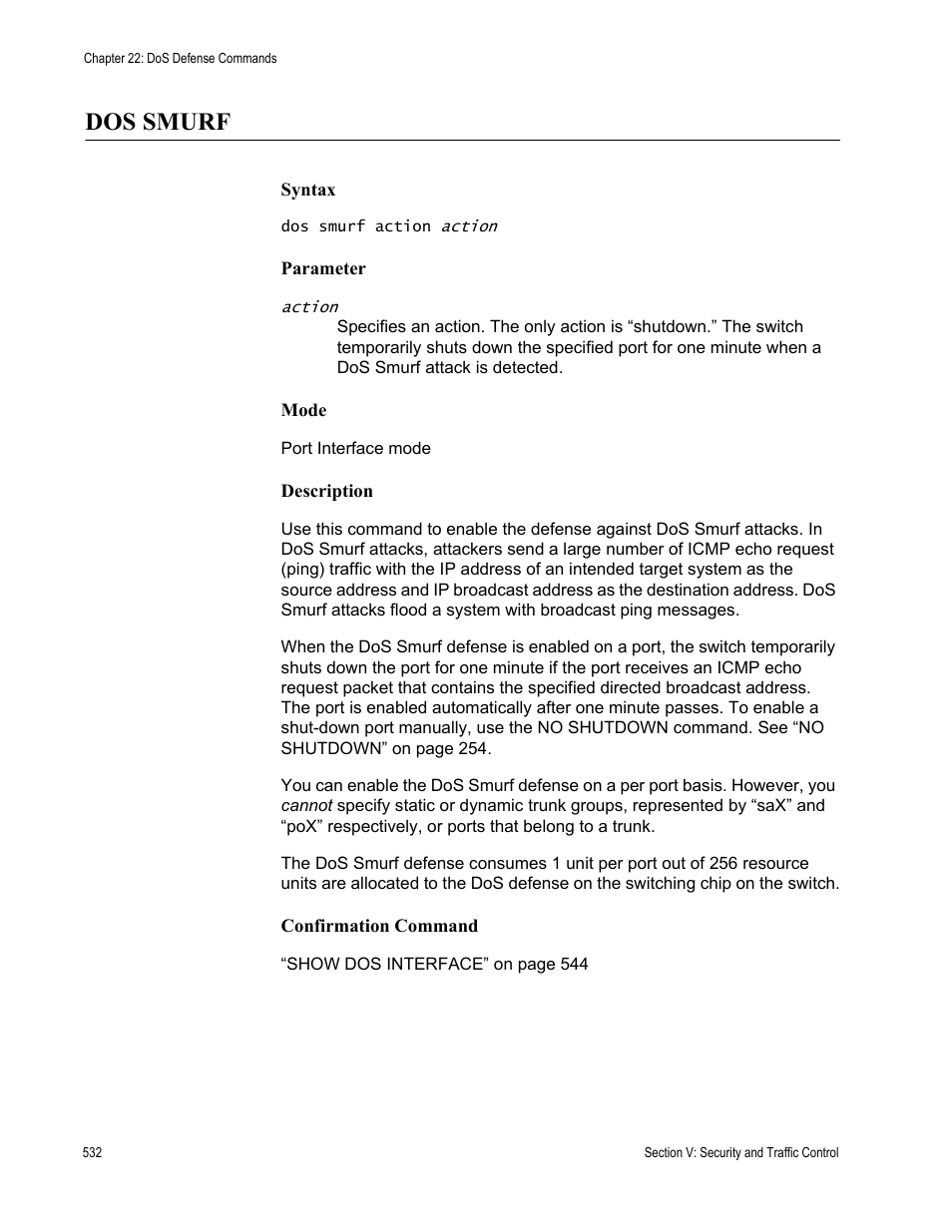 Dos smurf | Allied Telesis AT-DC2552XS User Manual | Page 532 / 550