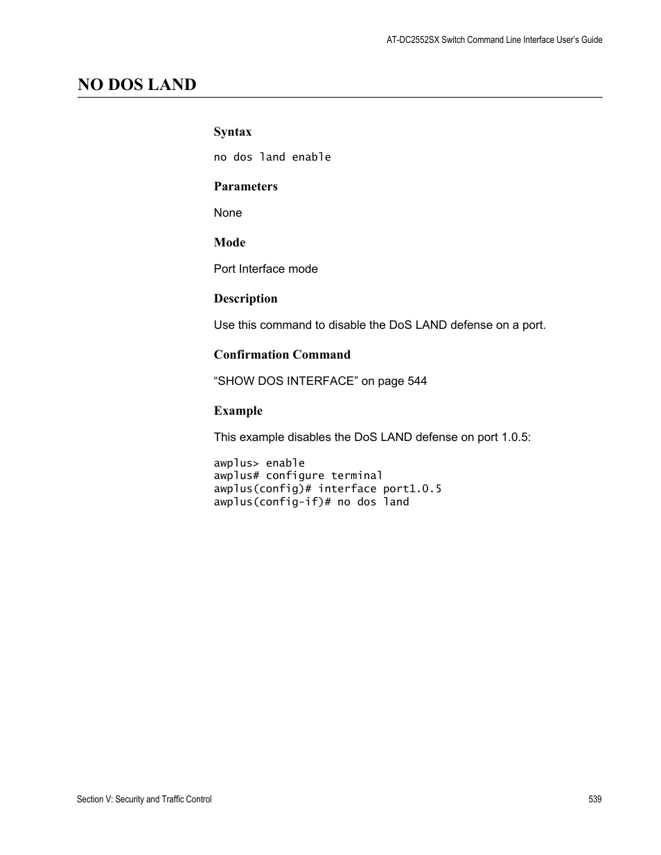 No dos land | Allied Telesis AT-DC2552XS User Manual | Page 539 / 550