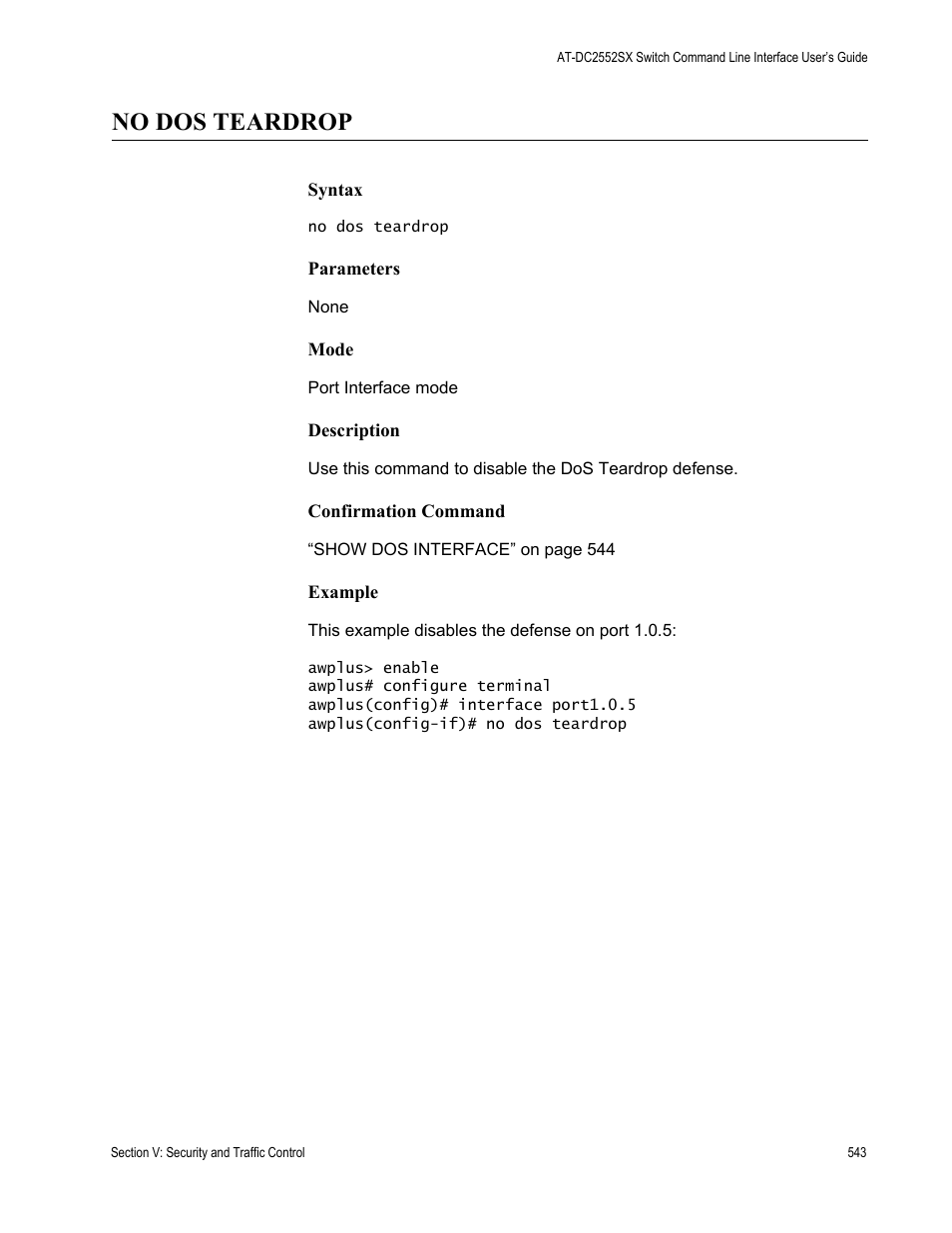 No dos teardrop | Allied Telesis AT-DC2552XS User Manual | Page 543 / 550