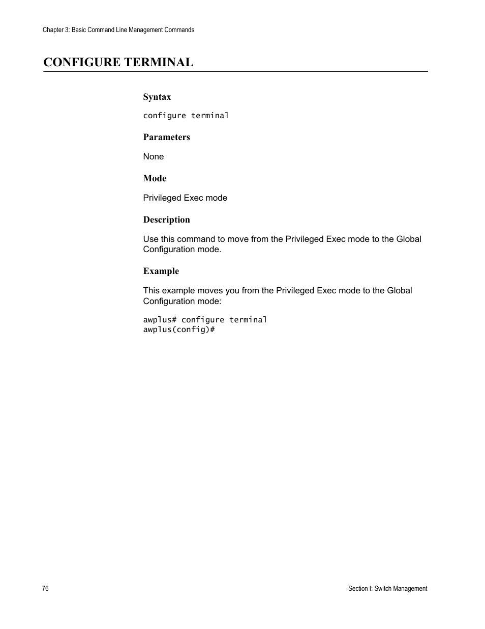 Configure terminal | Allied Telesis AT-DC2552XS User Manual | Page 76 / 550