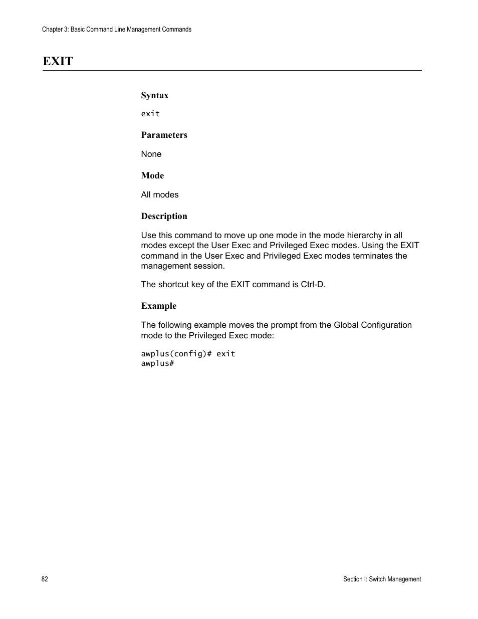 Exit | Allied Telesis AT-DC2552XS User Manual | Page 82 / 550