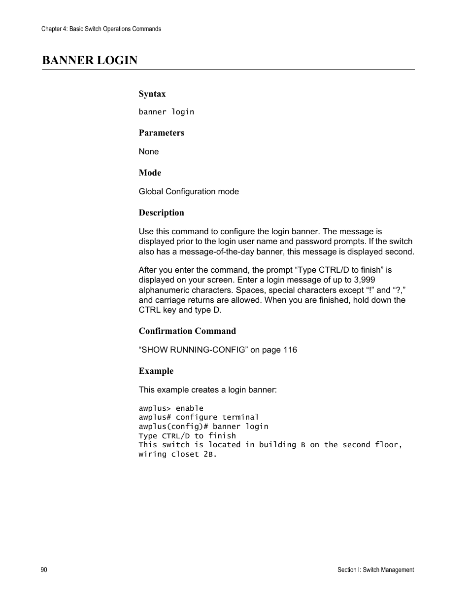 Banner login | Allied Telesis AT-DC2552XS User Manual | Page 90 / 550