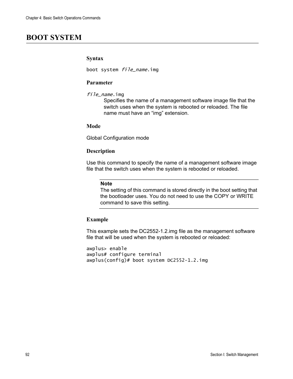 Boot system | Allied Telesis AT-DC2552XS User Manual | Page 92 / 550