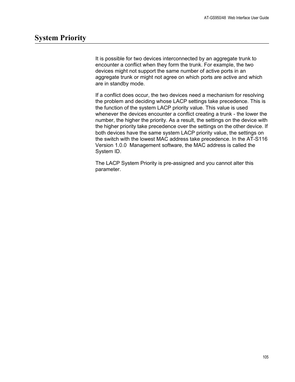 System priority | Allied Telesis AT-GS950/48 User Manual | Page 105 / 378