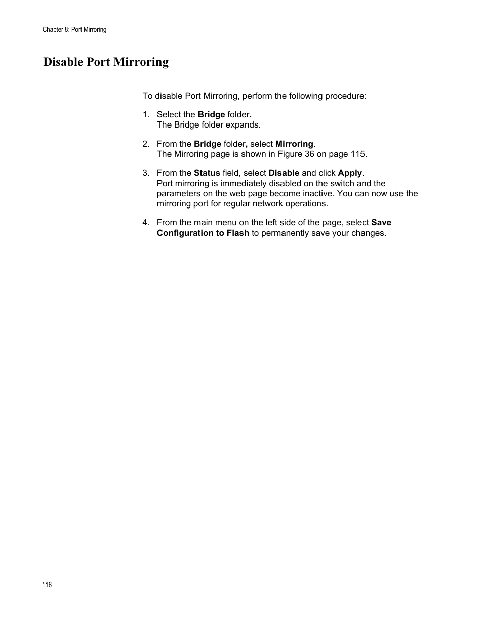 Disable port mirroring | Allied Telesis AT-GS950/48 User Manual | Page 116 / 378