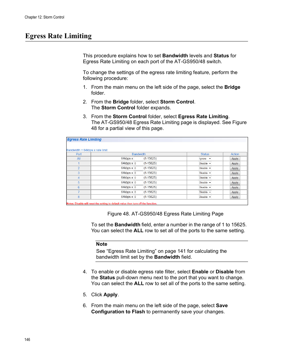 Egress rate limiting | Allied Telesis AT-GS950/48 User Manual | Page 146 / 378