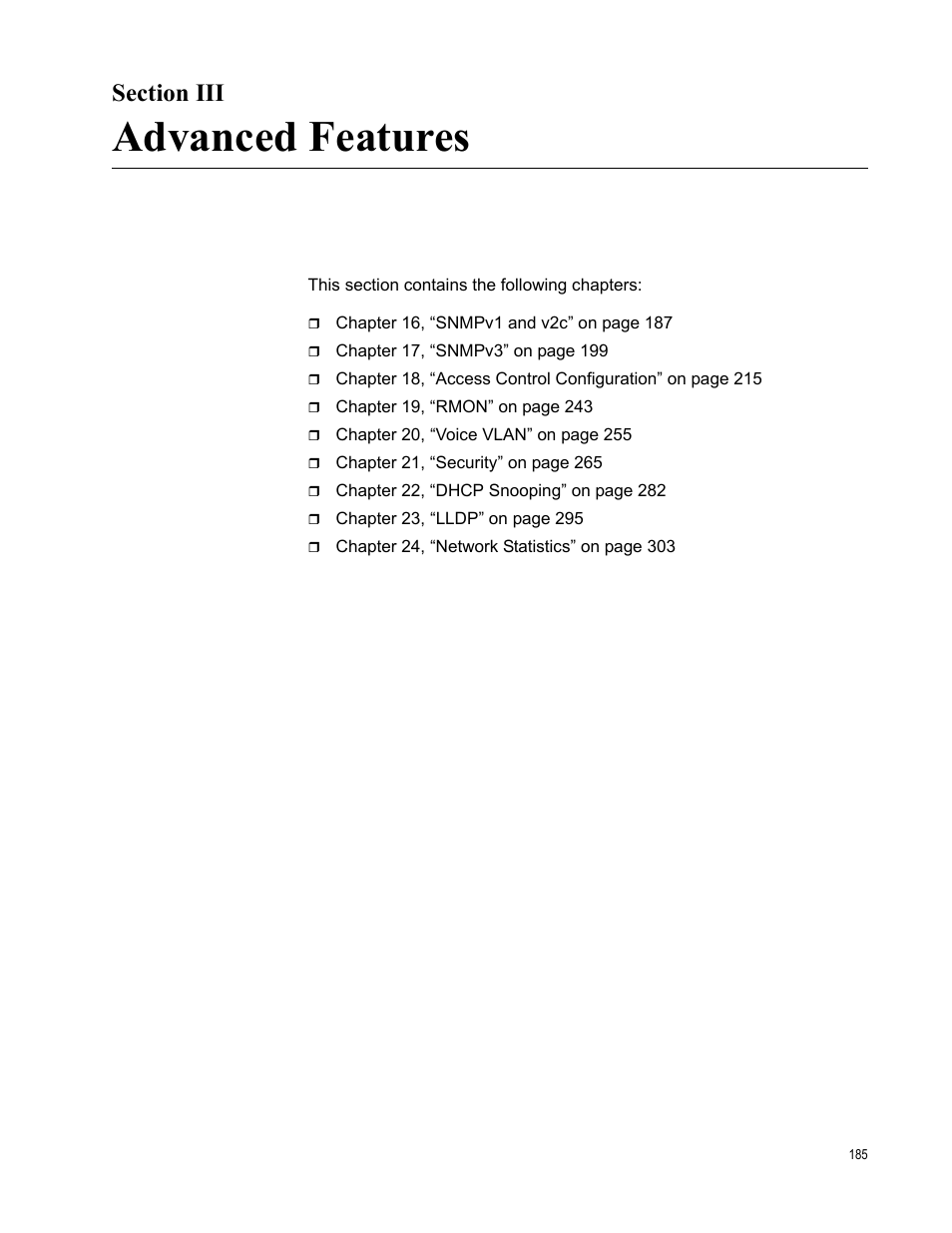 Section iii, Advanced features | Allied Telesis AT-GS950/48 User Manual | Page 185 / 378