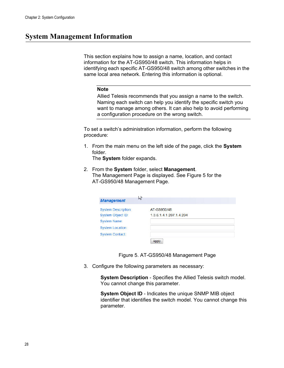 System management information | Allied Telesis AT-GS950/48 User Manual | Page 28 / 378