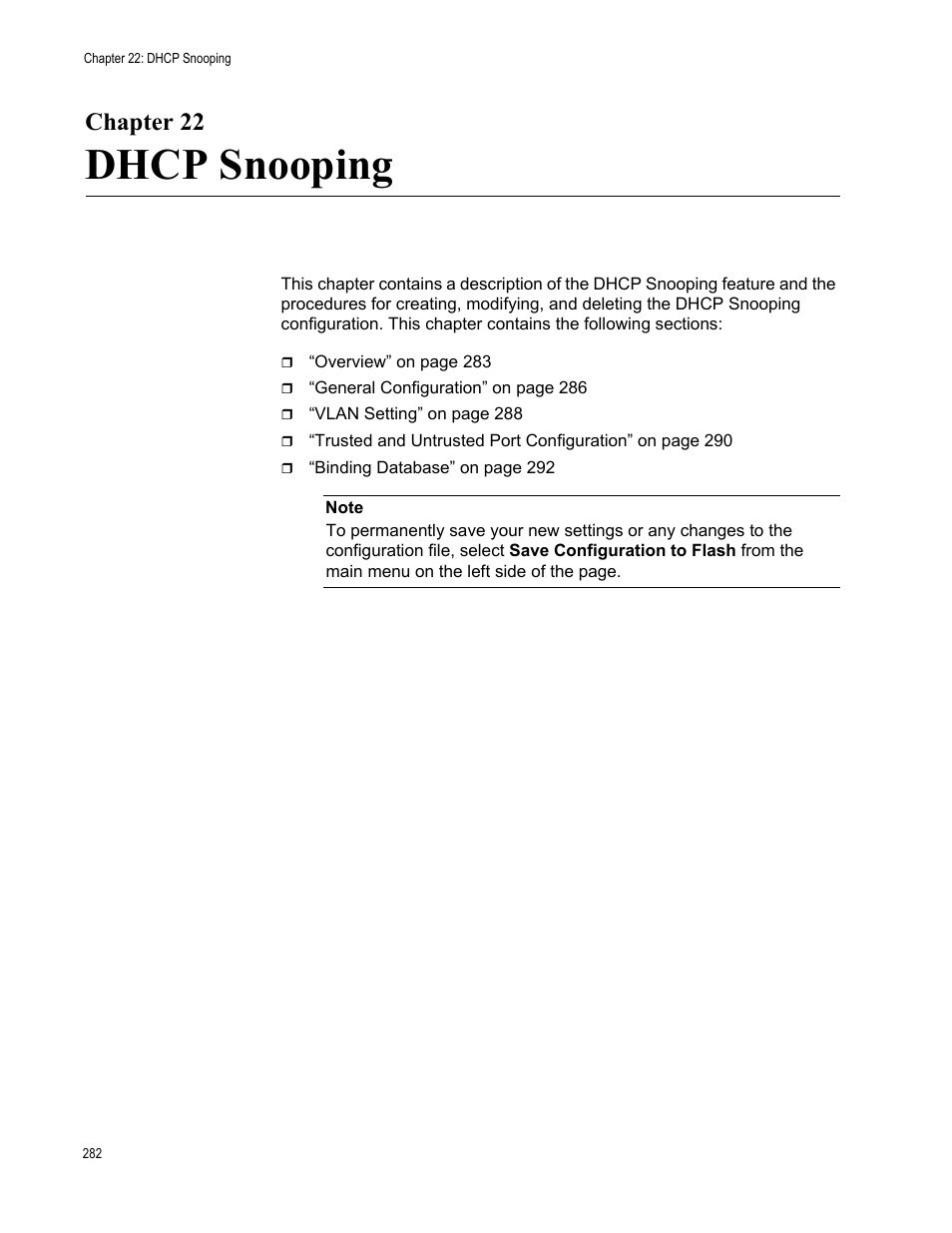 Chapter 22, Dhcp snooping, Chapte | Allied Telesis AT-GS950/48 User Manual | Page 282 / 378