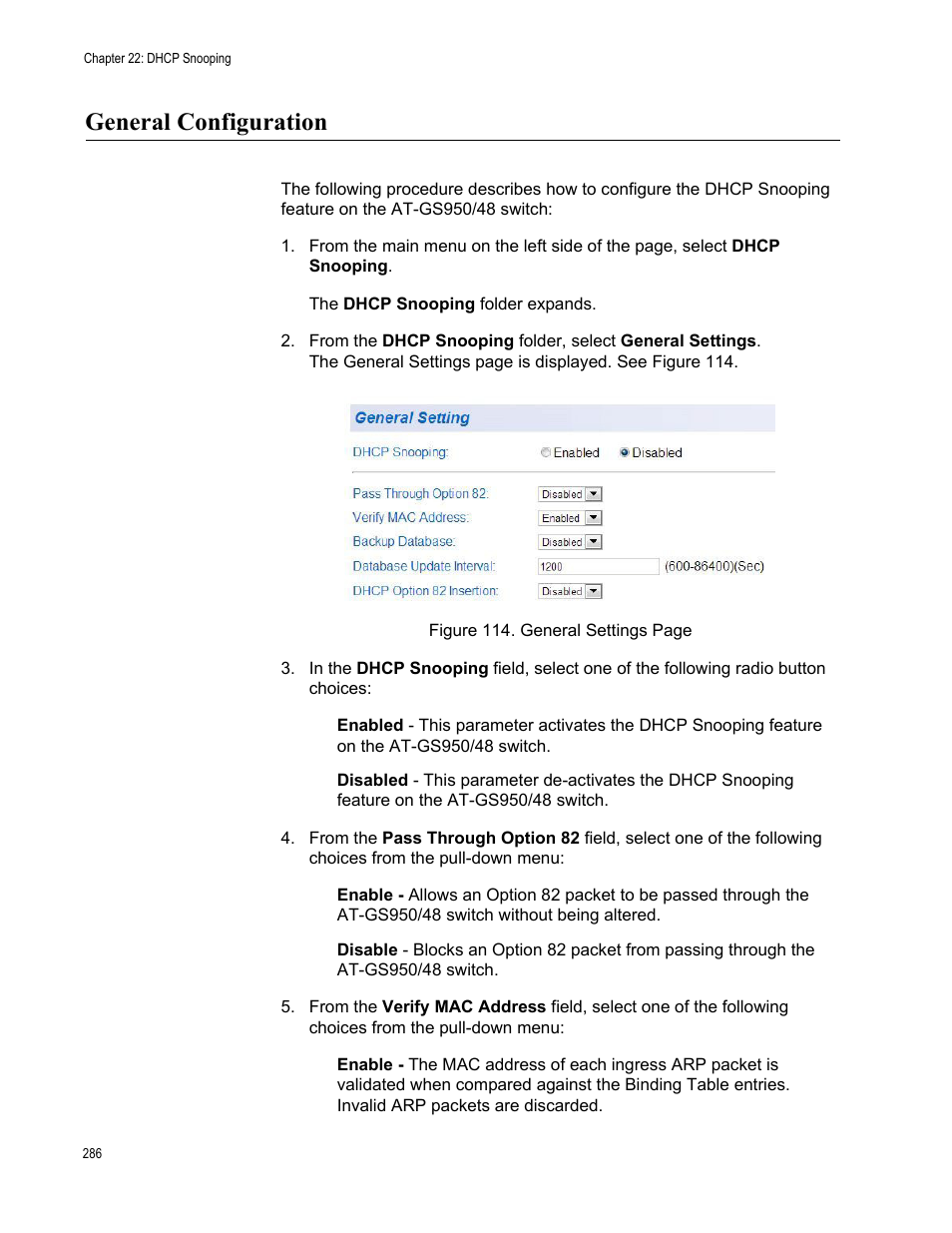 General configuration | Allied Telesis AT-GS950/48 User Manual | Page 286 / 378