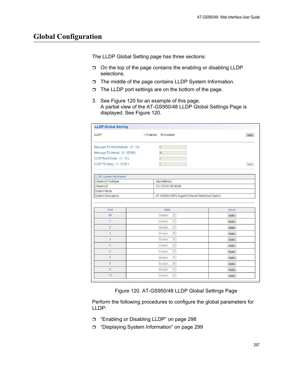 Global configuration | Allied Telesis AT-GS950/48 User Manual | Page 297 / 378