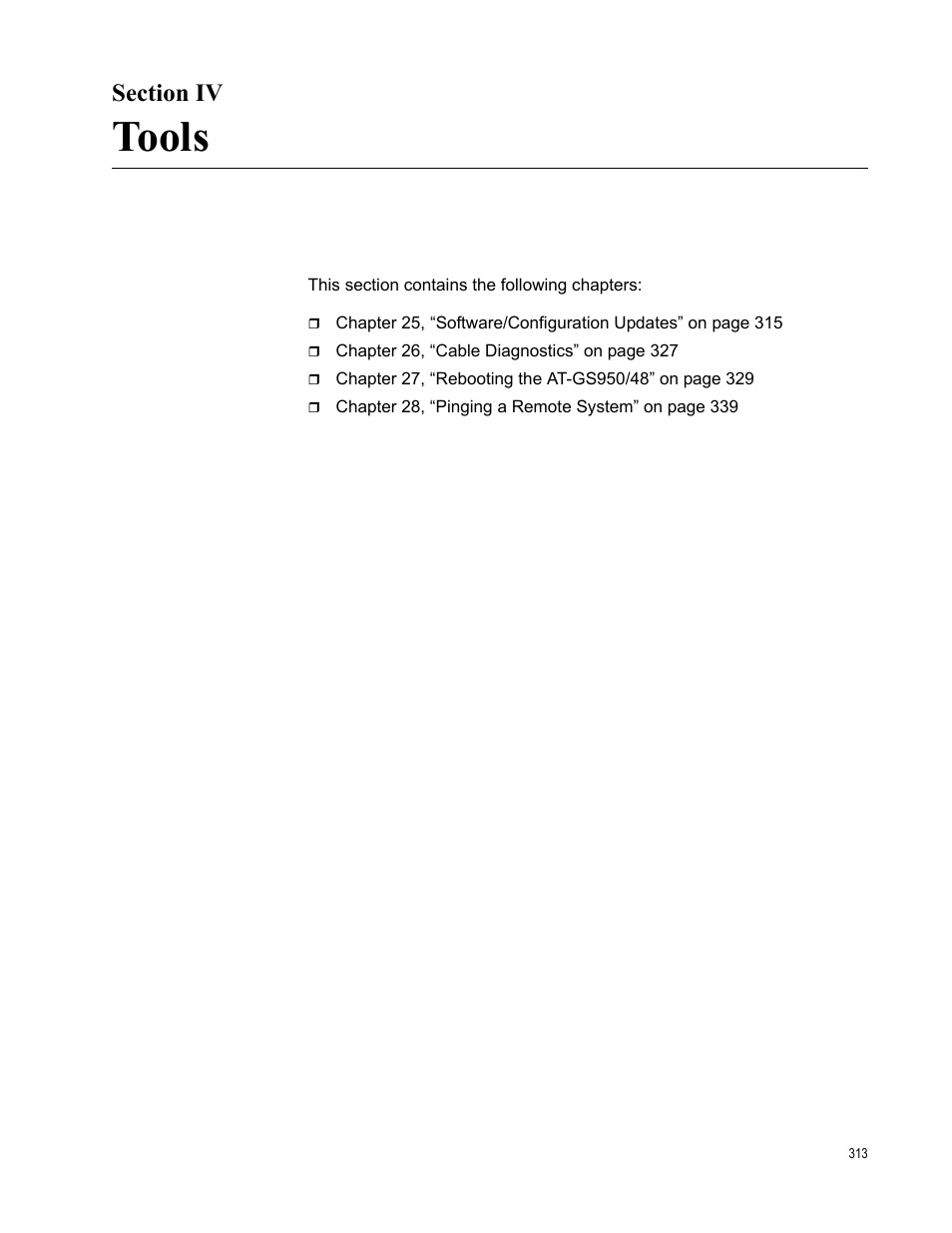 Section iv, Tools | Allied Telesis AT-GS950/48 User Manual | Page 313 / 378