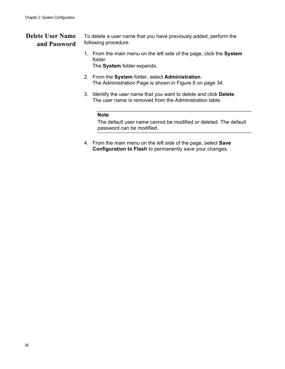 Delete user name and password | Allied Telesis AT-GS950/48 User Manual | Page 36 / 378