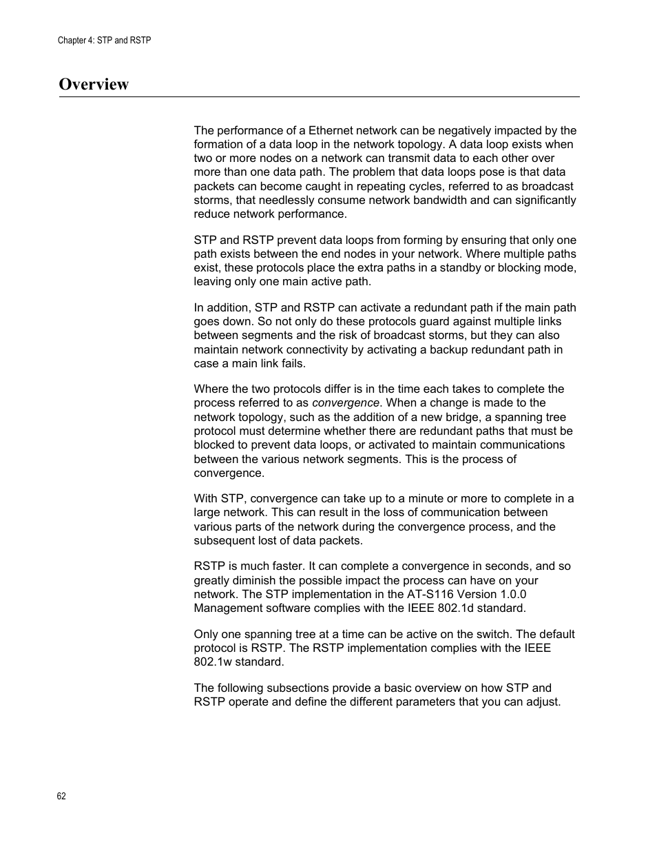Overview | Allied Telesis AT-GS950/48 User Manual | Page 62 / 378