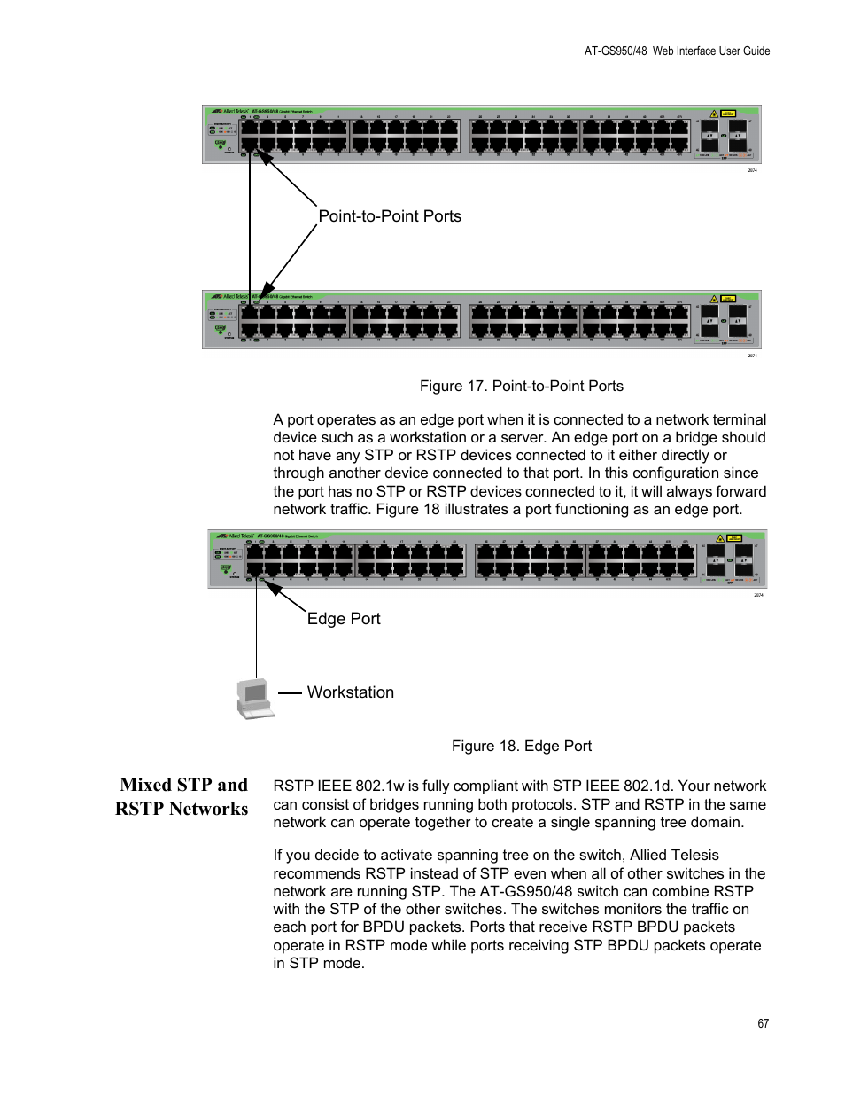 Mixed stp and rstp networks | Allied Telesis AT-GS950/48 User Manual | Page 67 / 378